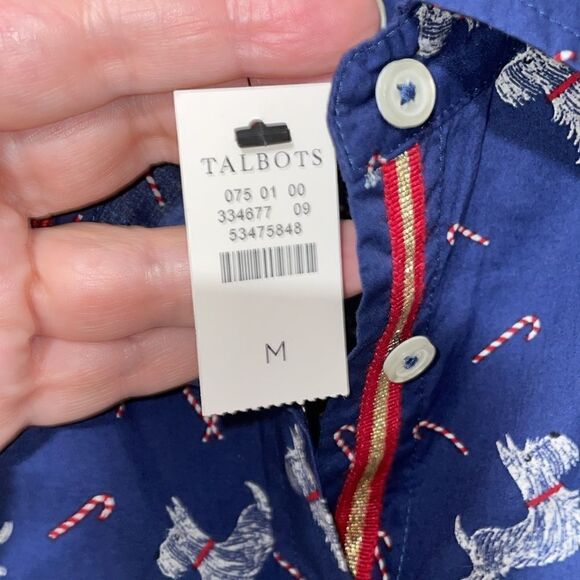 Talbots Scotty dog/candy cane button down shirt. Size Medium. - Picture 4 of 8